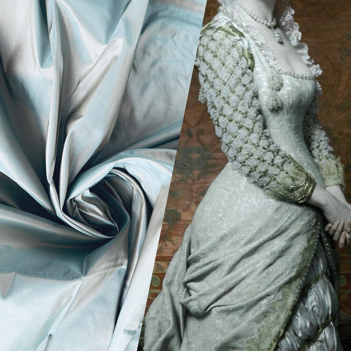 NEW Lady Lisa 100% Silk Taffeta Fabric - Solid Pale Duck Egg Blue - Fancy Styles Fabric Pierre Frey Lee Jofa Brunschwig & Fils