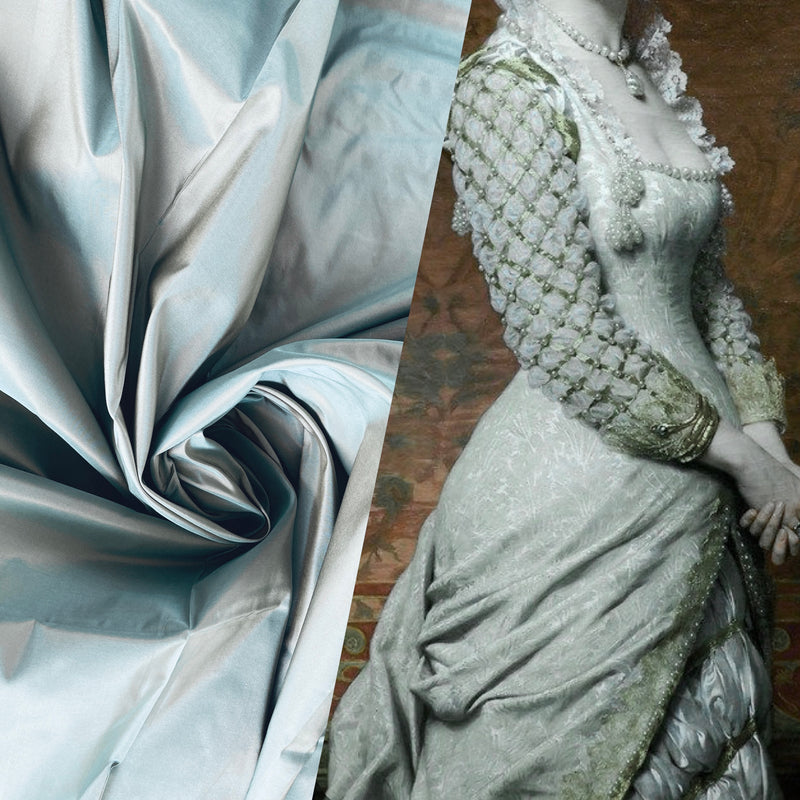 NEW Lady Lisa 100% Silk Taffeta Fabric - Solid Pale Duck Egg Blue