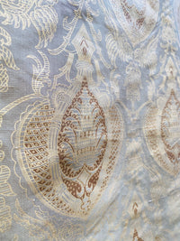 NEW! King Tatter 100% Silk  Novelty Jacquard Damask Fabric- Grey, Brown and Gold - Fancy Styles Fabric Pierre Frey Lee Jofa Brunschwig & Fils