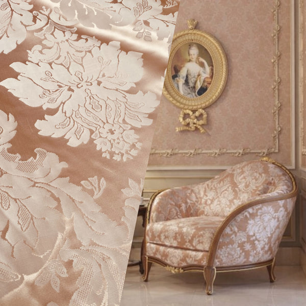 NEW! Princess Pittara 100% Silk Satin Novelty Jacquard Damask Fabric- Pink - Fancy Styles Fabric Pierre Frey Lee Jofa Brunschwig & Fils
