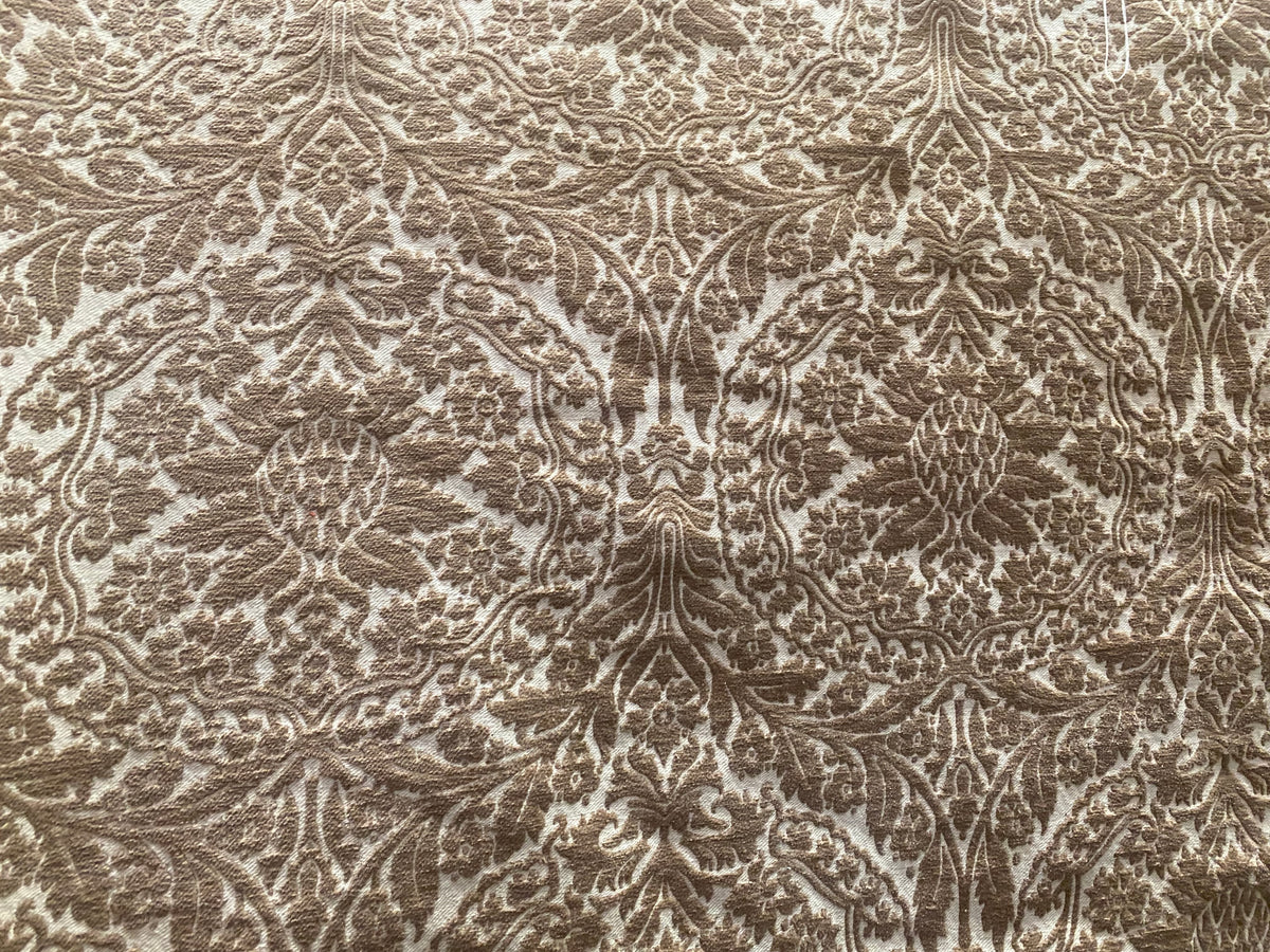 NEW! Prince Teffler - Designer Italian Venetian Burnout Damask Cut Velvet Taupe Fabric Upholstery - Fancy Styles Fabric Pierre Frey Lee Jofa Brunschwig & Fils