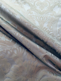 NEW! King Jeffra 100% Silk Taffeta Novelty Jacquard Drapery Fabric in Damask- Silvery Blue - Fancy Styles Fabric Pierre Frey Lee Jofa Brunschwig & Fils