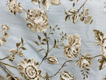 SALE! NEW! Miss Connie Designer Floral Drapery Upholstery Fabric- Eggshell Blue