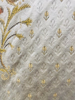 NEW Queen Marie Novelty Ritz Neoclassical Brocade Medallion Floral Satin Fabric - Ivory