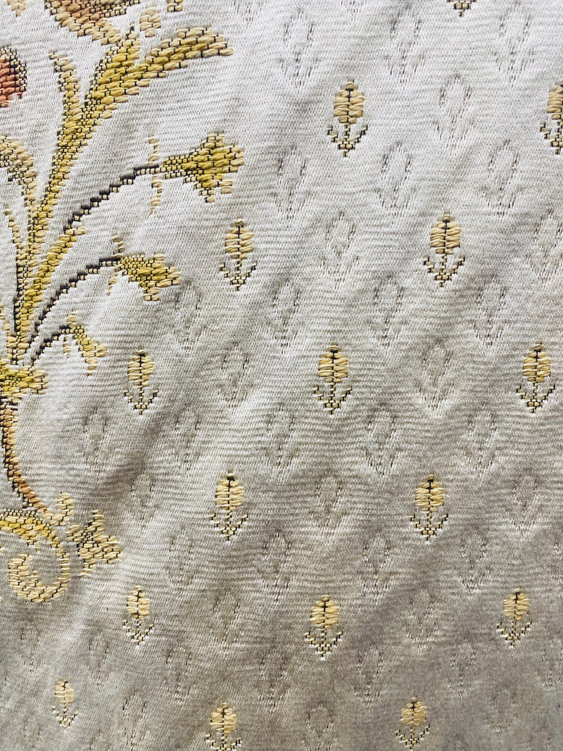 NEW Queen Marie Novelty Ritz Neoclassical Brocade Medallion Floral Satin Fabric - Ivory