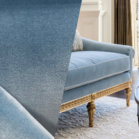New Prince Oliver 100% Cotton made in Belgium Velvet Fabric in Bel Air Blue - Fancy Styles Fabric Pierre Frey Lee Jofa Brunschwig & Fils