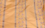 NEW Duchess Adele Designer 100% Silk Taffeta Ribbon Stripe Embroidered Floral Fabric in Peach and Lavender
