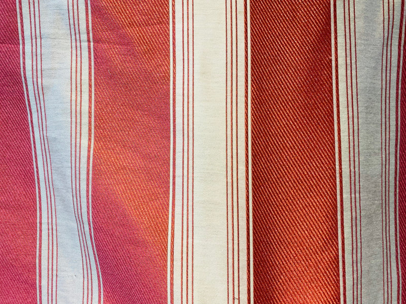 NEW Lady Monroe French Terra Cotta Red Fabric - 3” Stripes - Upholstery 55” Wide