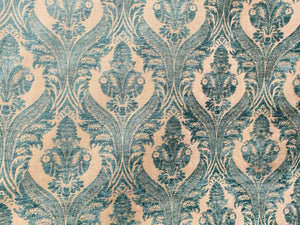 NEW! Princess Pantera- Designer Italian Venetian Burnout Damask Velvet Turquoise Blue Fabric Upholstery - Fancy Styles Fabric Pierre Frey Lee Jofa Brunschwig & Fils
