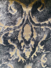 NEW! Duke Santori Designer Venetian Italian Burnout Medallion Chenille Velvet Silver-Charcoal Grey Bronze Fabric Upholstery - Fancy Styles Fabric Pierre Frey Lee Jofa Brunschwig & Fils