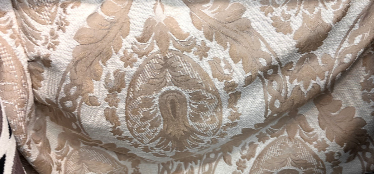 NEW Lady Danita Designer Medallion Burnout Chenille Velvet Fabric - Brocade- Cream Gold - Fancy Styles Fabric Pierre Frey Lee Jofa Brunschwig & Fils