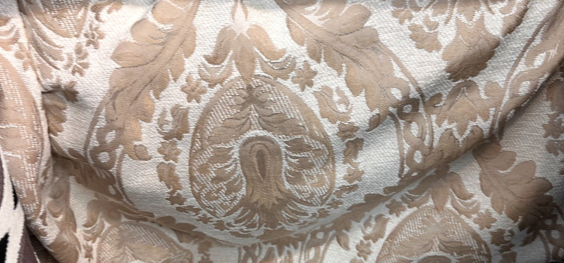NEW Lady Danita Designer Medallion Burnout Chenille Velvet Fabric - Brocade- Cream Gold