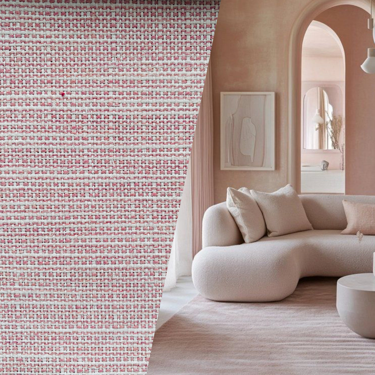 New! SUNBRELLA Pink Stripes Linen-Inspired Texture Waterproof Indoor Outdoor Upholstery Fabric - Fancy Styles Fabric Pierre Frey Lee Jofa Brunschwig & Fils