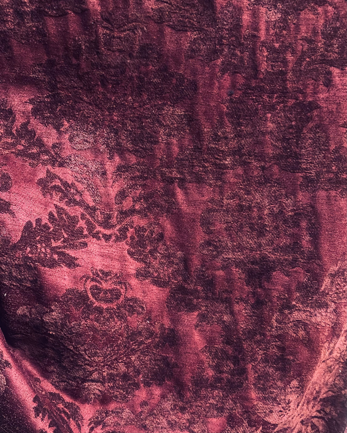 NEW! Lady Janet Designer Medallion Burnout Chenille Velvet Fabric - Antique Red - Fancy Styles Fabric Pierre Frey Lee Jofa Brunschwig & Fils