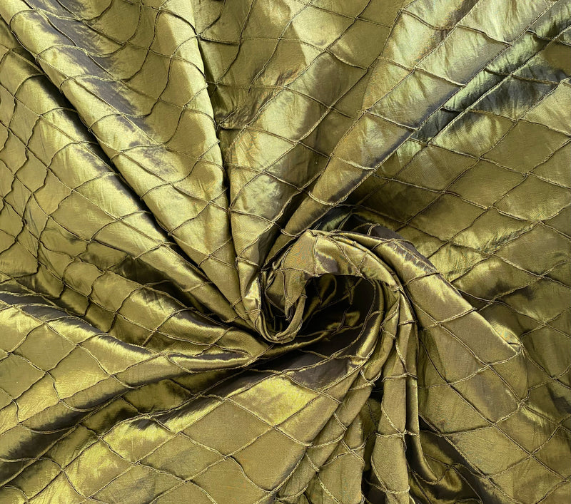 App Sale: Lady Katala “Faux Silk” Pintuck Diamond Fabric- Electric Olive Green