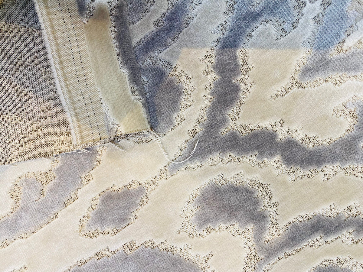 NEW Baroness Santel Novelty Upholstery Platinum and White Velvet- Made in Italy - Fancy Styles Fabric Pierre Frey Lee Jofa Brunschwig & Fils