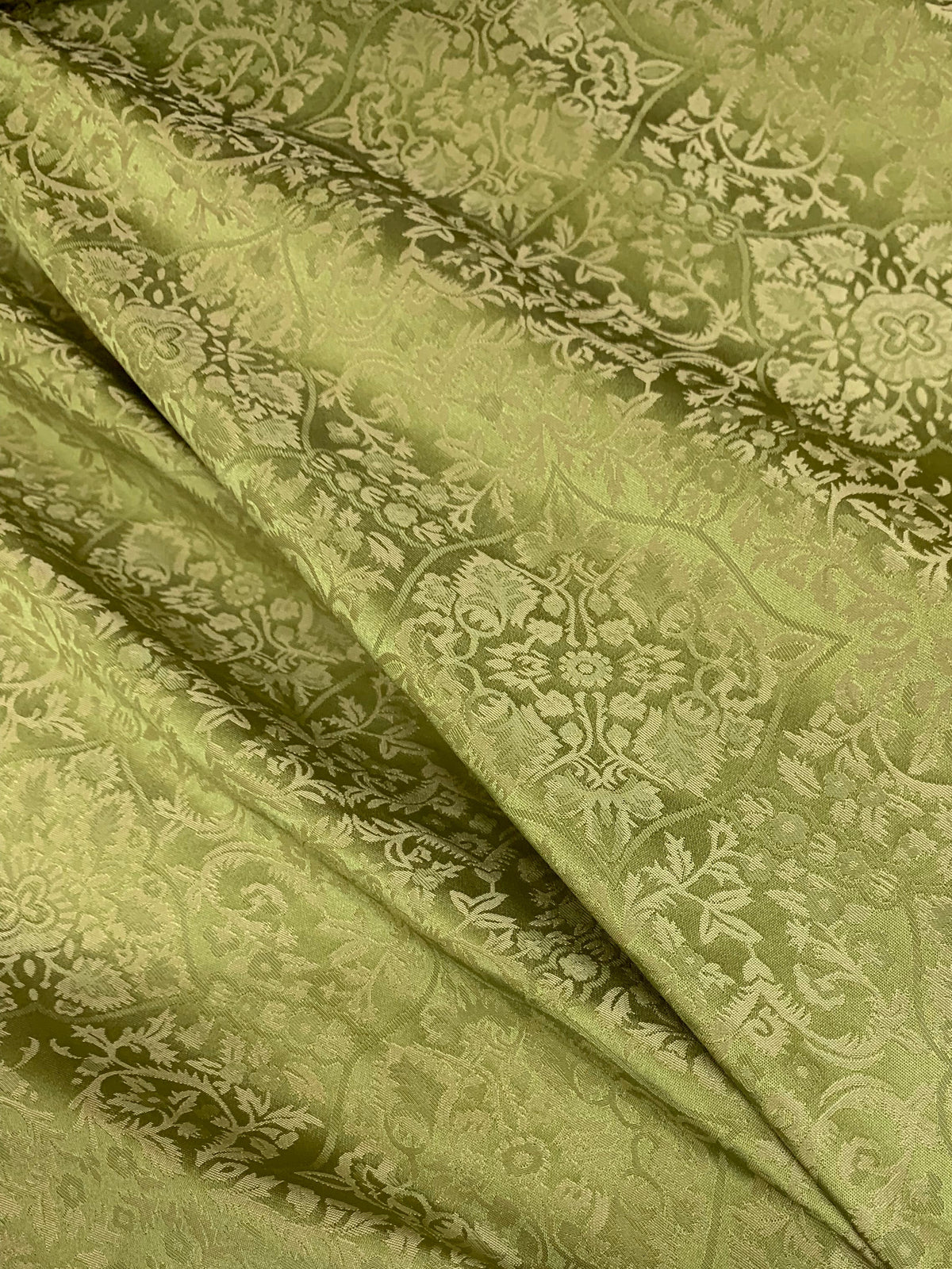 NEW Sir Enzo 100% Silk Jacquard Ornate Drapery Damask Fabric - Leaf Green - Fancy Styles Fabric Pierre Frey Lee Jofa Brunschwig & Fils