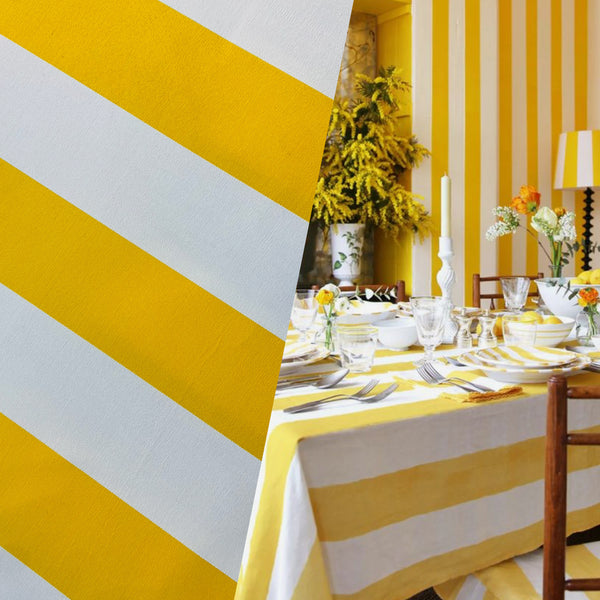 NEW Lady Jacqueline Solid Yellow Waterproof Decorating Fabric - 3” Stripes - Upholstery 55” Wide - Fancy Styles Fabric Pierre Frey Lee Jofa Brunschwig & Fils