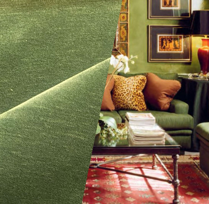NEW! Designer Upholstery Velvet Fabric Made in Belgium - Leaf Green