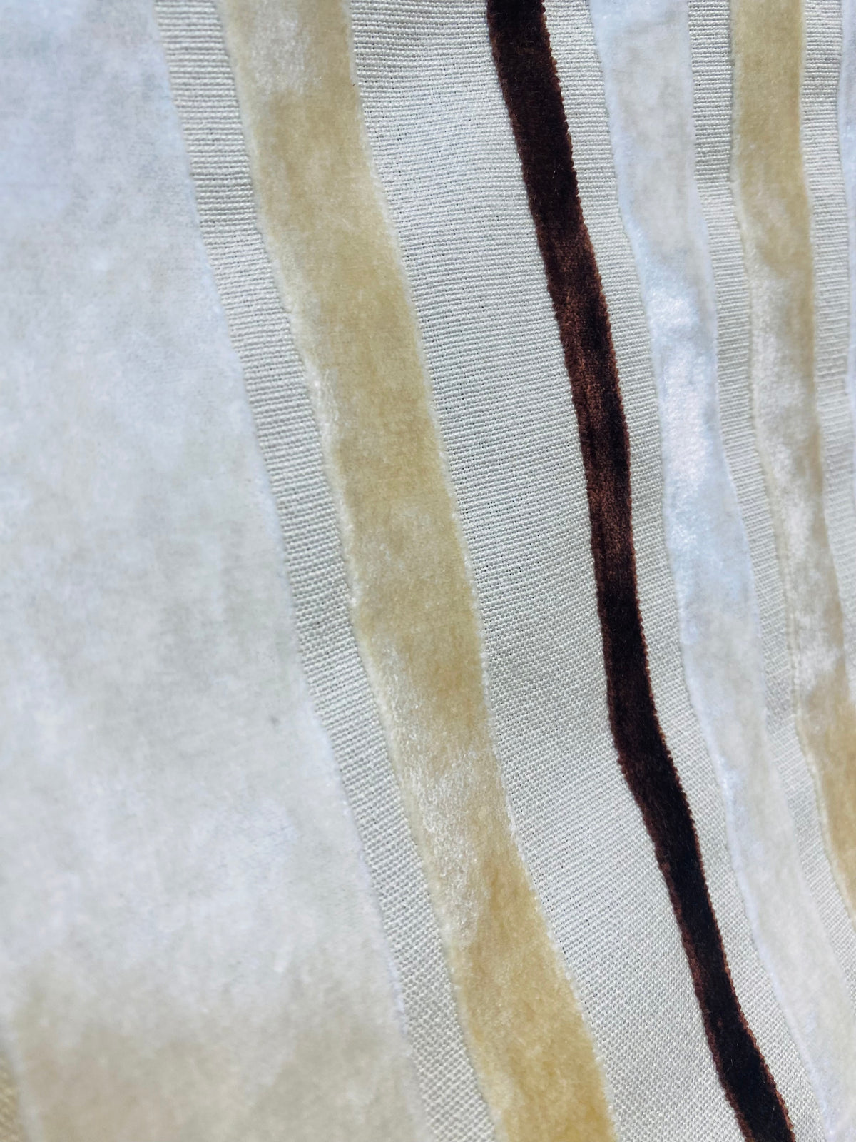 NEW Lady Matide Designer Upholstery Stripe Velvet  Fabric -Brown Cream Beige - Fancy Styles Fabric Pierre Frey Lee Jofa Brunschwig & Fils