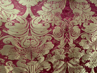 NEW! King Sante 100% Silk Satin Novelty Jacquard Damask Fabric- Red and Gold - Fancy Styles Fabric Pierre Frey Lee Jofa Brunschwig & Fils