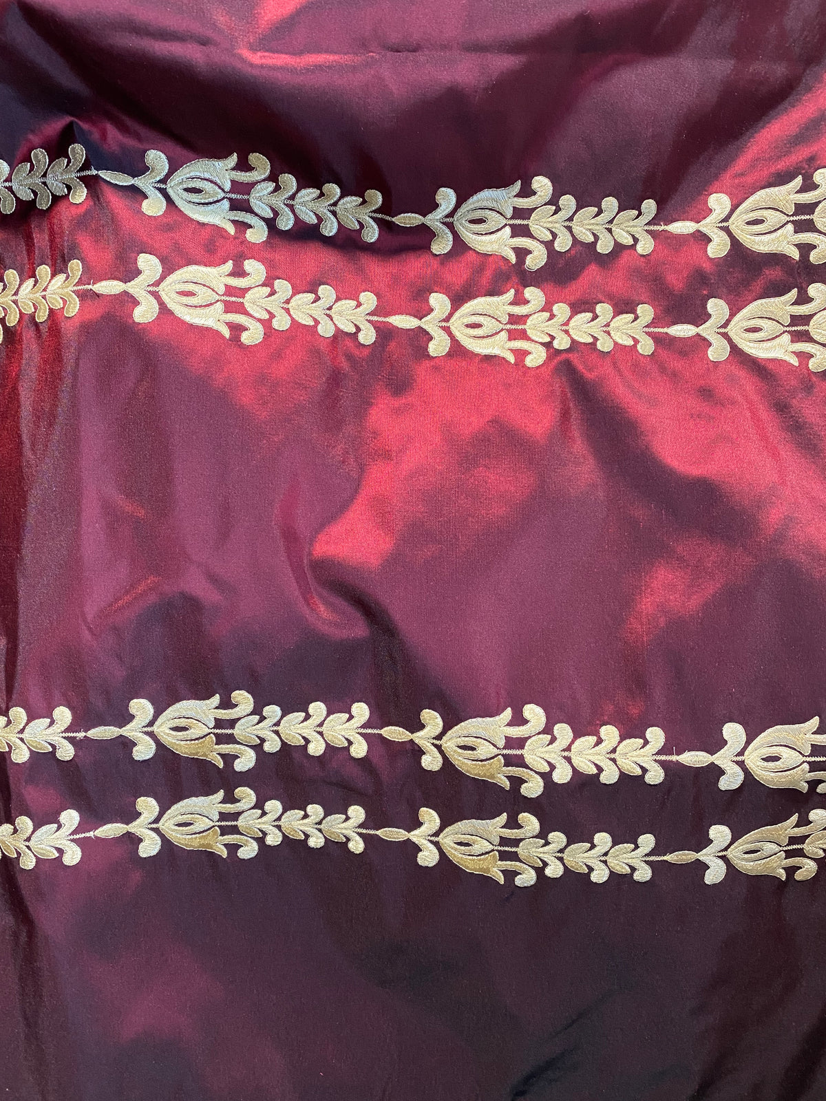 NEW Queen Marguerite 100% Silk Taffeta Red Fabric - Gold Embroidered - Fancy Styles Fabric Pierre Frey Lee Jofa Brunschwig & Fils