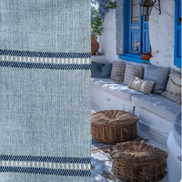 New! SUNBRELLA Indigo Blue Striped Embroidered Waterproof Indoor Outdoor Upholstery Fabric - Fancy Styles Fabric Pierre Frey Lee Jofa Brunschwig & Fils