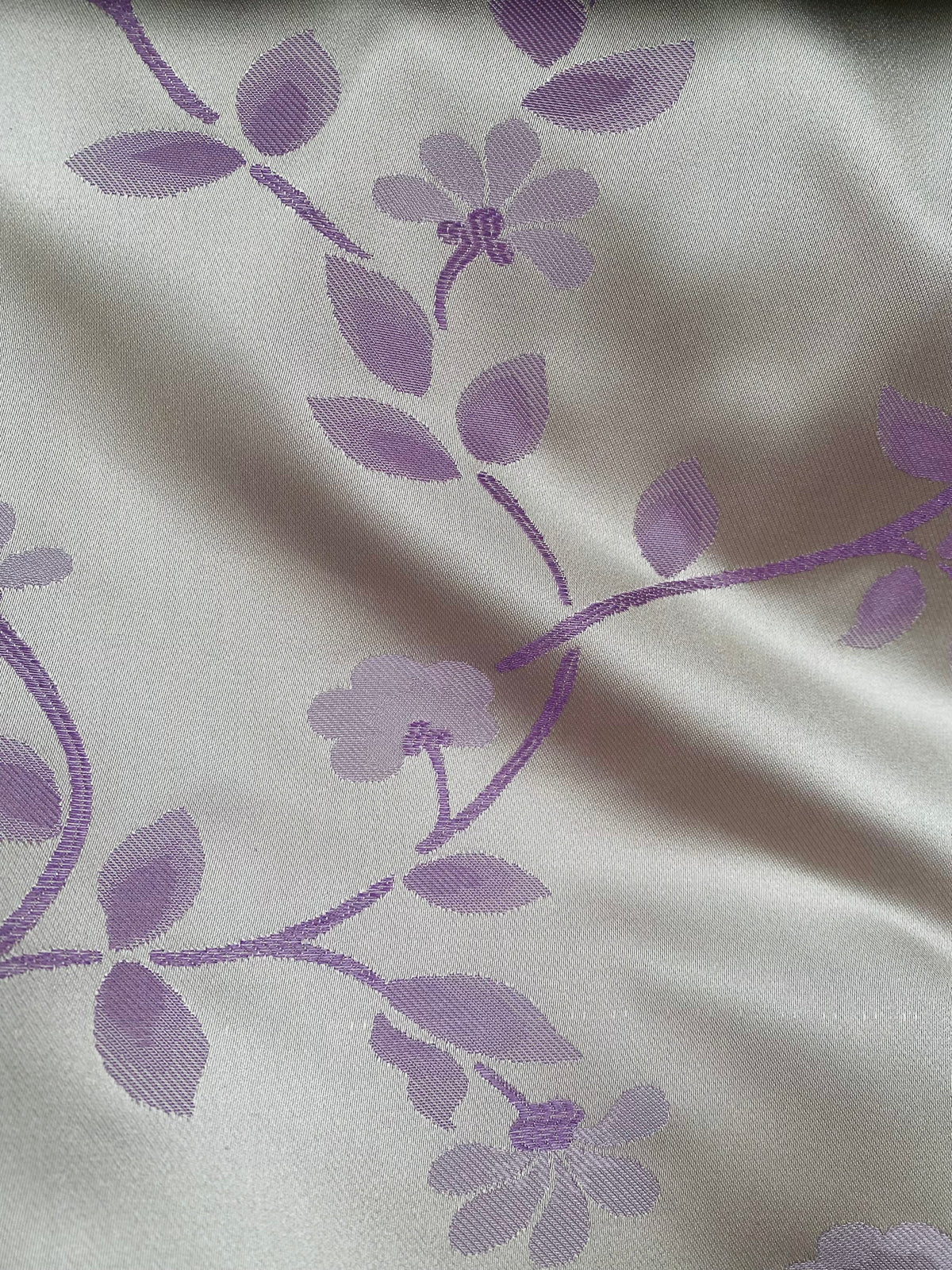 NEW Queen Suzette Novelty Floral Jacquard 100% Silk Fabric in Cream and Lavender - Fancy Styles Fabric Pierre Frey Lee Jofa Brunschwig & Fils