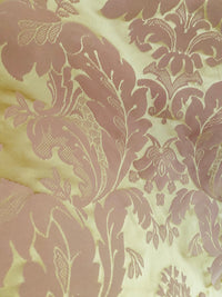 NEW! Princess Branda 100% Silk Satin Novelty Jacquard Damask Fabric- Pink and Gold - Fancy Styles Fabric Pierre Frey Lee Jofa Brunschwig & Fils