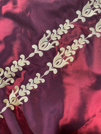 NEW Queen Marguerite 100% Silk Taffeta Red Fabric - Gold Embroidered - Fancy Styles Fabric Pierre Frey Lee Jofa Brunschwig & Fils