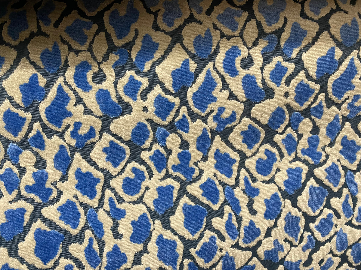 NEW Duchess Dugan Snow Leopard Novelty Upholstery Velvet Made in Italy Blue Style# HG10005 - Fancy Styles Fabric Pierre Frey Lee Jofa Brunschwig & Fils