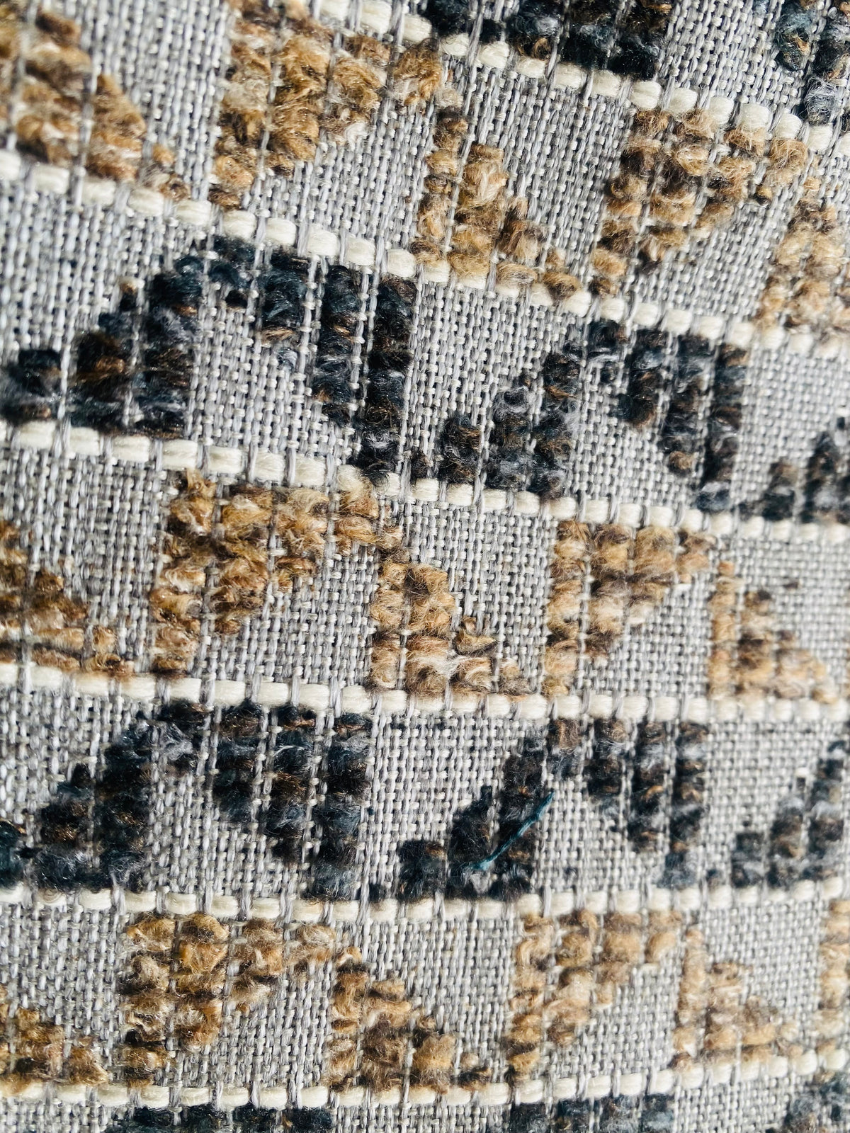 New! SUNBRELLA Taupe and Indigo Blue Boucle Waterproof Indoor Outdoor Upholstery Fabric - Fancy Styles Fabric Pierre Frey Lee Jofa Brunschwig & Fils
