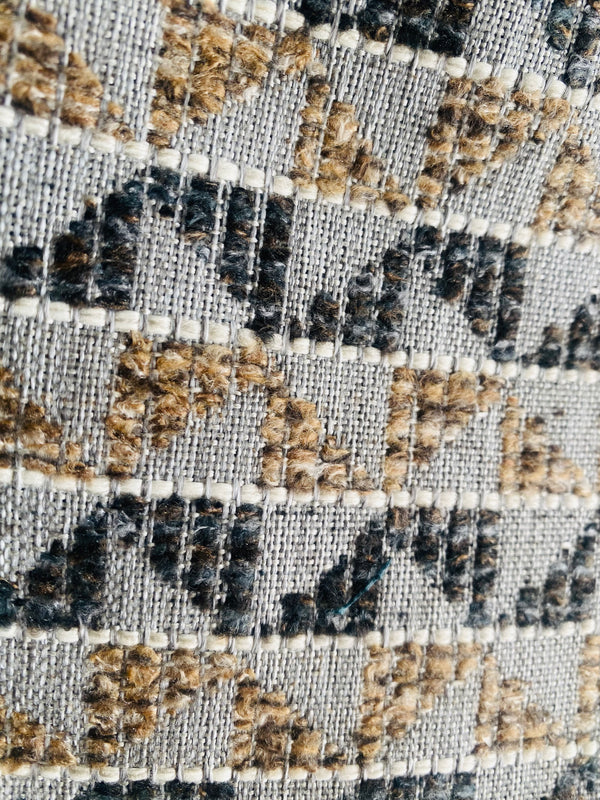 New! SUNBRELLA Taupe and Indigo Blue Boucle Waterproof Indoor Outdoor Upholstery Fabric - Fancy Styles Fabric Pierre Frey Lee Jofa Brunschwig & Fils