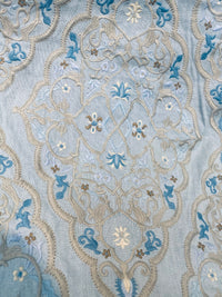 NEW! SALE! Scalamandre 100% Linen Medallion Embroidered Fabric Blue - Fancy Styles Fabric Pierre Frey Lee Jofa Brunschwig & Fils