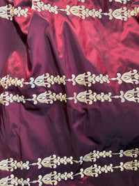 NEW Queen Marguerite 100% Silk Taffeta Red Fabric - Gold Embroidered - Fancy Styles Fabric Pierre Frey Lee Jofa Brunschwig & Fils