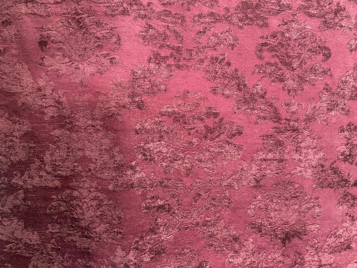 NEW! Lady Janet Designer Medallion Burnout Chenille Velvet Fabric - Antique Red - Fancy Styles Fabric Pierre Frey Lee Jofa Brunschwig & Fils