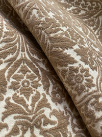 NEW! Prince Teffler - Designer Italian Venetian Burnout Damask Cut Velvet Taupe Fabric Upholstery - Fancy Styles Fabric Pierre Frey Lee Jofa Brunschwig & Fils