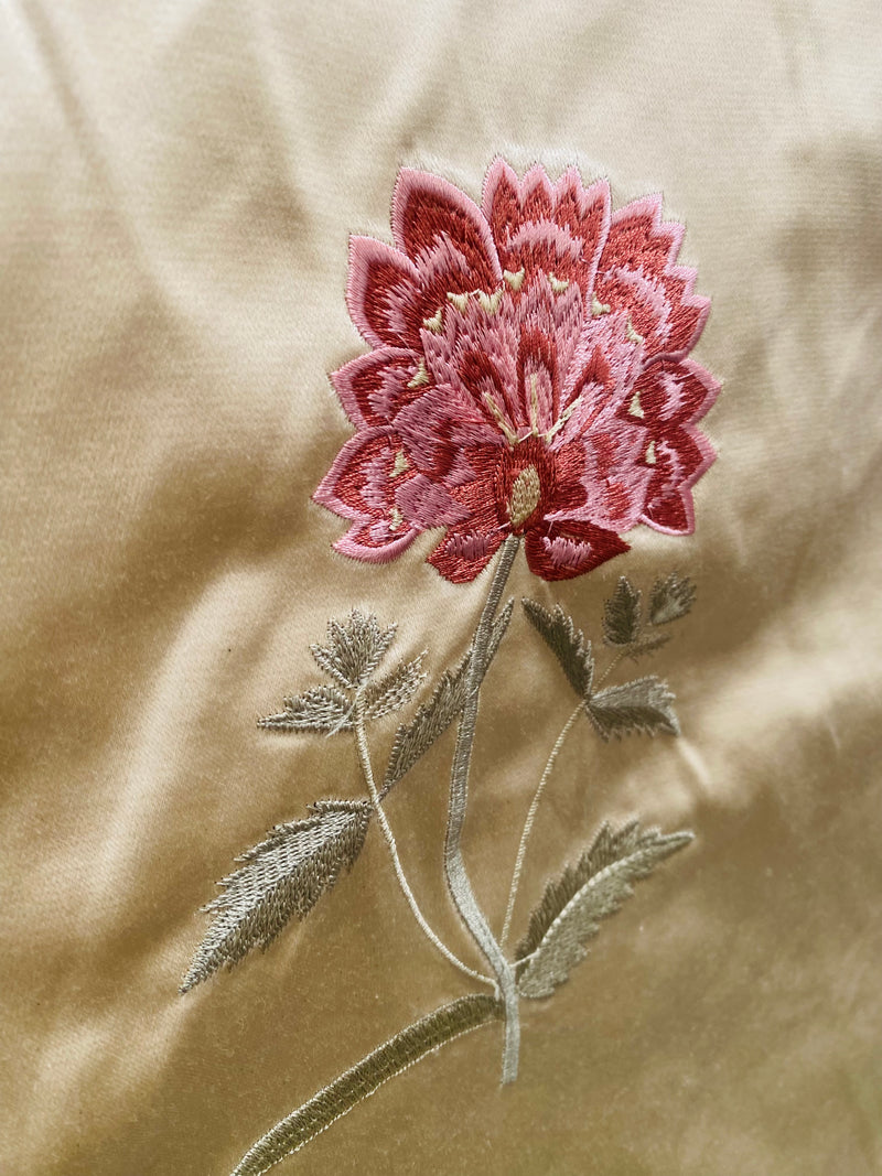 NEW! Queen Slamia 100% Silk Taffeta Novelty Embroidered Drapery Fabric in Floral- Cream