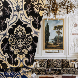 NEW Sir Scott Designer Italian Burnout Medallion Chenille Velvet Fabric Brown and Beige - Upholstery - Fancy Styles Fabric Pierre Frey Lee Jofa Brunschwig & Fils