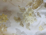 NEW! SALE! Miss Flora Italian Brocade Satin Fabric- Ivory- Floral Upholstery Neoclassical Louis