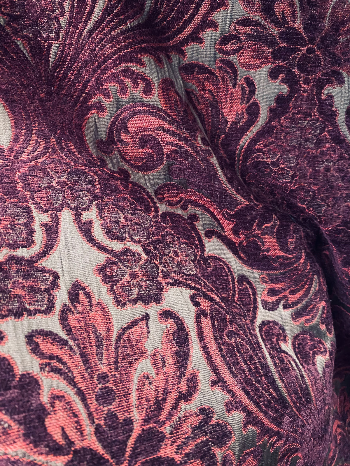 NEW! Emperor Theodore - Designer Italian Venetian Burnout Damask Velvet Burgundy Red Fabric Upholstery - Fancy Styles Fabric Pierre Frey Lee Jofa Brunschwig & Fils