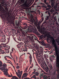NEW! Emperor Theodore - Designer Italian Venetian Burnout Damask Velvet Burgundy Red Fabric Upholstery - Fancy Styles Fabric Pierre Frey Lee Jofa Brunschwig & Fils