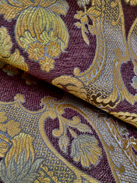 NEW! Duke Riviera Designer Venetian Italian Burnout Medallion Chenille Brocade Gold Brown Fabric Upholstery Style# HG10011 - Fancy Styles Fabric Pierre Frey Lee Jofa Brunschwig & Fils