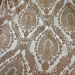 NEW Lady Danita Designer Medallion Burnout Chenille Velvet Fabric - Brocade- Cream Gold