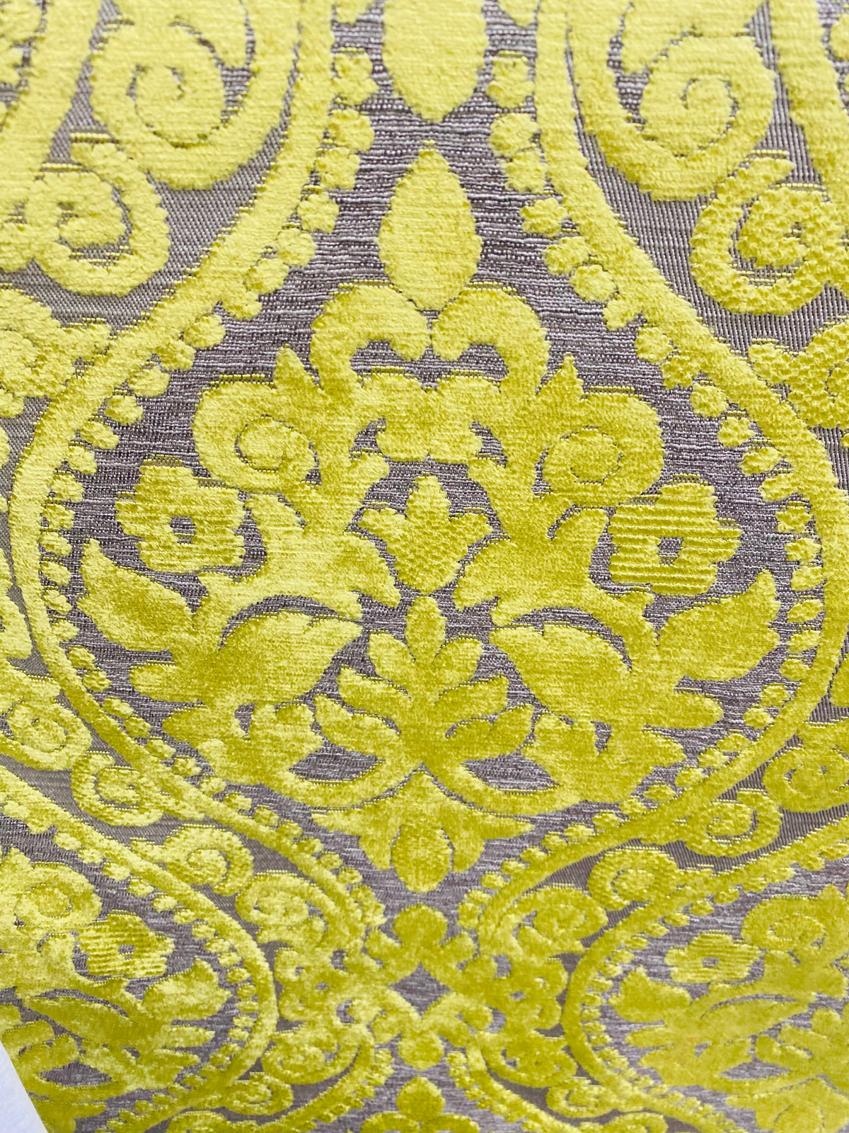 NEW! Sir Sanders Novelty Burnout Medallion Chenille Velvet Fabric - Electric Yellow- Upholstery - Fancy Styles Fabric Pierre Frey Lee Jofa Brunschwig & Fils
