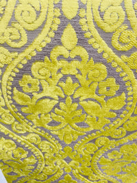 NEW! Sir Sanders Novelty Burnout Medallion Chenille Velvet Fabric - Electric Yellow- Upholstery - Fancy Styles Fabric Pierre Frey Lee Jofa Brunschwig & Fils