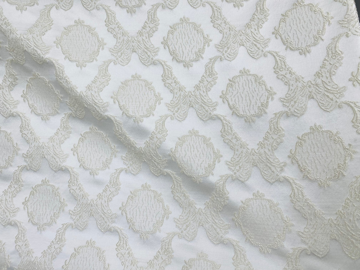 NEW! Duke Fiante Brocade Satin Fabric- White- Damask Upholstery Neoclassical Louis - Fancy Styles Fabric Pierre Frey Lee Jofa Brunschwig & Fils