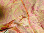 NEW Queen Dahlila Jacquard Neoclassical Floral Damask Matte Satin Brick Red and Gold Jacquard Drapery Fabric