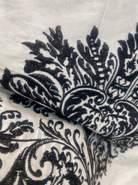NEW COLOR! Lady Krista Novelty Embroidered 100% Silk Taffeta Fabric Black and White - Fancy Styles Fabric Pierre Frey Lee Jofa Brunschwig & Fils