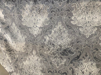 King Richardson Designer Medallion Damask Velvet Fabric Upholstery-Dark Grey - Fancy Styles Fabric Pierre Frey Lee Jofa Brunschwig & Fils